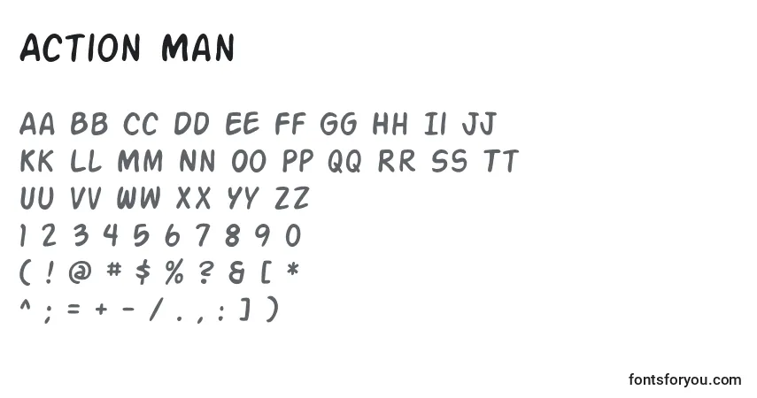 Action Man-fontti – aakkoset, numerot, erikoismerkit