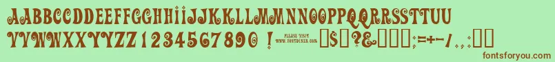 フォントAction – 緑の背景に茶色のフォント