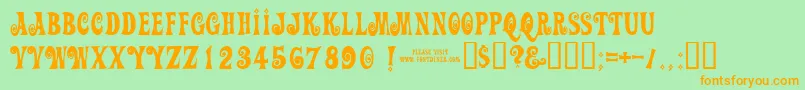 Action-fontti – oranssit fontit vihreällä taustalla