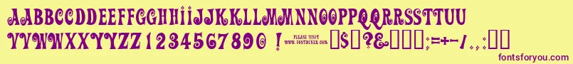 Police Action – polices violettes sur fond jaune