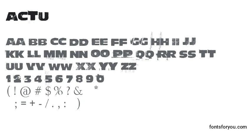 Schriftart Actu – Alphabet, Zahlen, spezielle Symbole