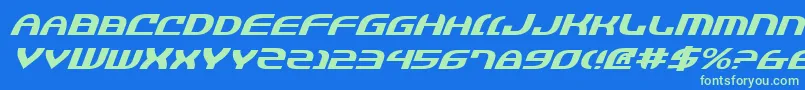 JannisariesExpandedItalic Font – Green Fonts on Blue Background