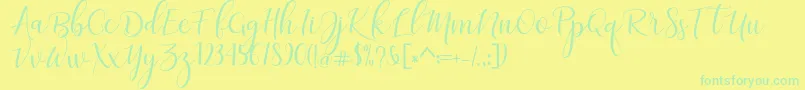 Czcionka adaline script   regular – zielone czcionki na żółtym tle