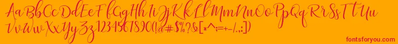 adaline script   regular Font – Red Fonts on Orange Background