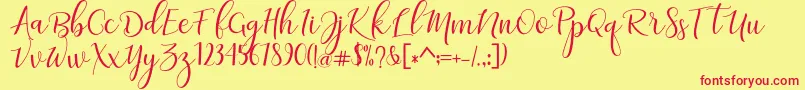 フォントadaline script   regular – 赤い文字の黄色い背景