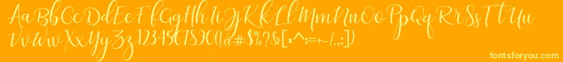 adaline script   regular-Schriftart – Gelbe Schriften auf orangefarbenem Hintergrund
