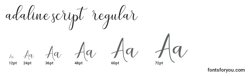 Rozmiary czcionki Adaline script   regular