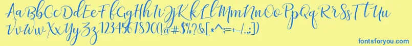 フォントadaline script   regular – 青い文字が黄色の背景にあります。