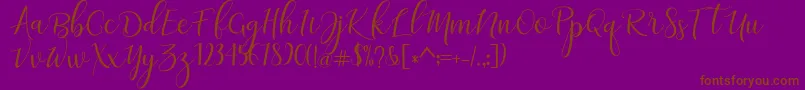 adaline script   regular-Schriftart – Braune Schriften auf violettem Hintergrund