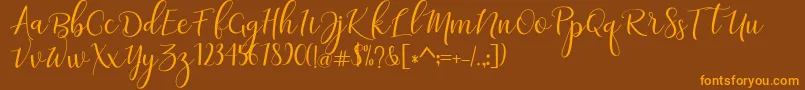 adaline script   regular Font – Orange Fonts on Brown Background