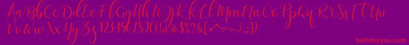 adaline script   regular-Schriftart – Rote Schriften auf violettem Hintergrund