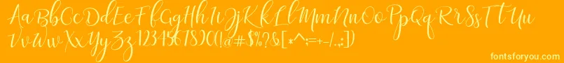 adaline script   regular-Schriftart – Gelbe Schriften auf orangefarbenem Hintergrund