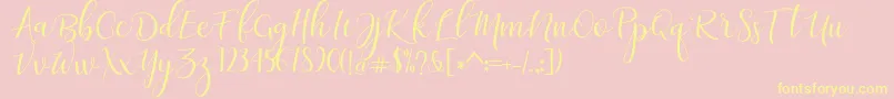 adaline script   regular-Schriftart – Gelbe Schriften auf rosa Hintergrund