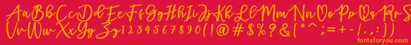 adamd-Schriftart – Orangefarbene Schriften auf rotem Hintergrund