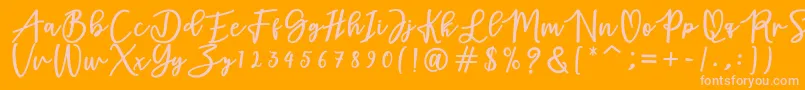 adamd-Schriftart – Rosa Schriften auf orangefarbenem Hintergrund