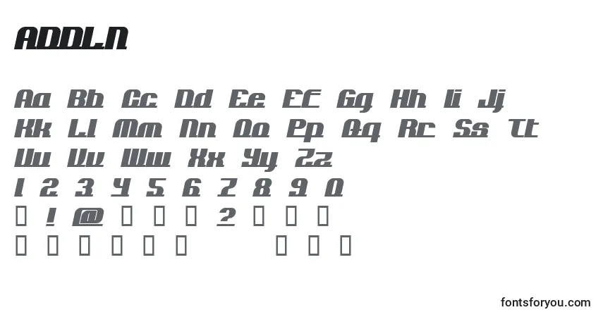 A fonte ADDLN    (118727) – alfabeto, números, caracteres especiais