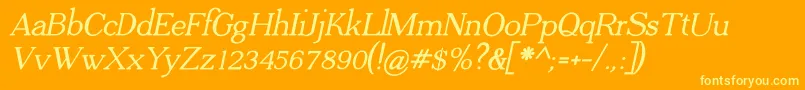 Fonte ADega Serif Bold Italic – fontes amarelas em um fundo laranja