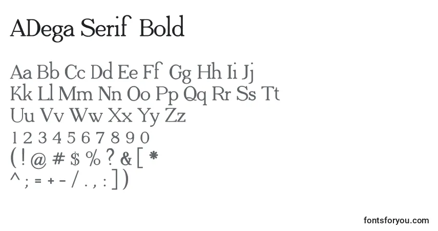 Schriftart ADega Serif Bold – Alphabet, Zahlen, spezielle Symbole