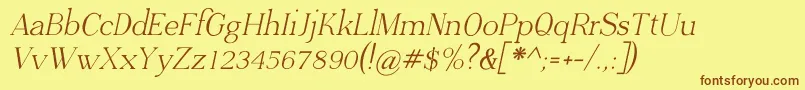 ADega Serif italic-fontti – ruskeat fontit keltaisella taustalla