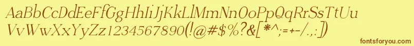 Fonte ADega Serif italic – fontes marrons em um fundo amarelo