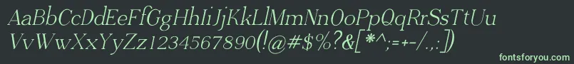 Czcionka ADega Serif italic – zielone czcionki na czarnym tle