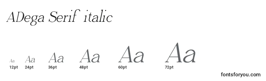 Размеры шрифта ADega Serif italic