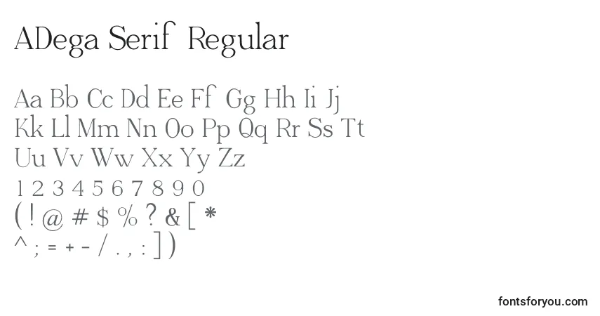 Schriftart ADega Serif Regular – Alphabet, Zahlen, spezielle Symbole
