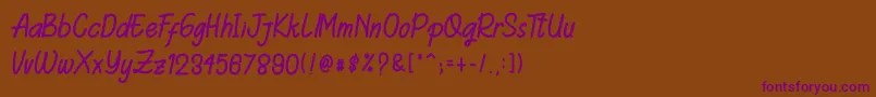 AdeliaShawn-Schriftart – Violette Schriften auf braunem Hintergrund