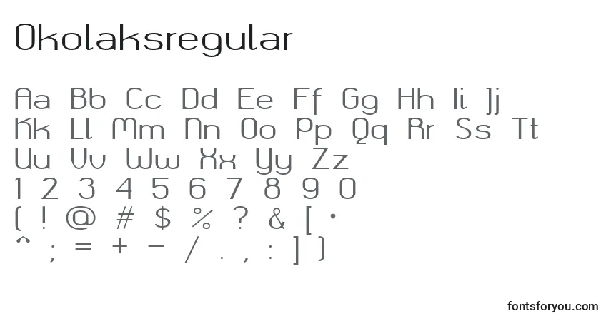 A fonte Okolaksregular – alfabeto, números, caracteres especiais