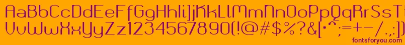 Okolaksregular-Schriftart – Violette Schriften auf orangefarbenem Hintergrund