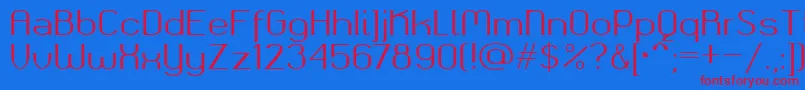 Okolaksregular Font – Red Fonts on Blue Background