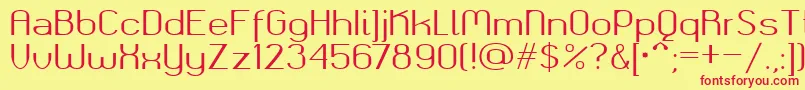 フォントOkolaksregular – 赤い文字の黄色い背景