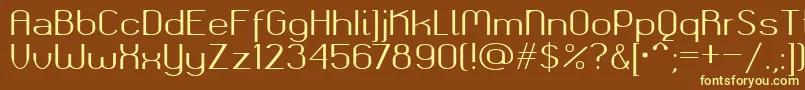 Okolaksregular-fontti – keltaiset fontit ruskealla taustalla
