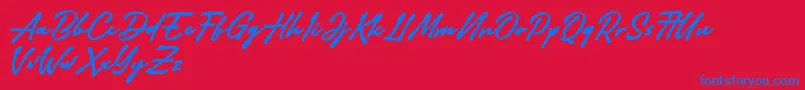 Adelina Camarie Font – Blue Fonts on Red Background