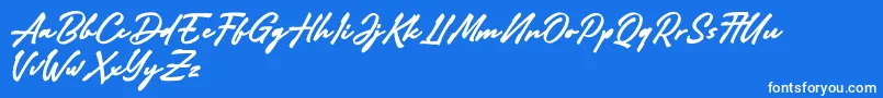 Adelina Camarie-Schriftart – Weiße Schriften auf blauem Hintergrund