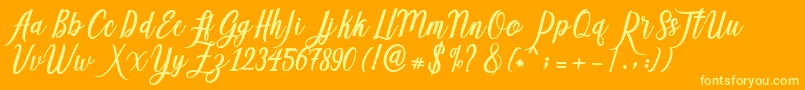 Adeline Font – Yellow Fonts on Orange Background