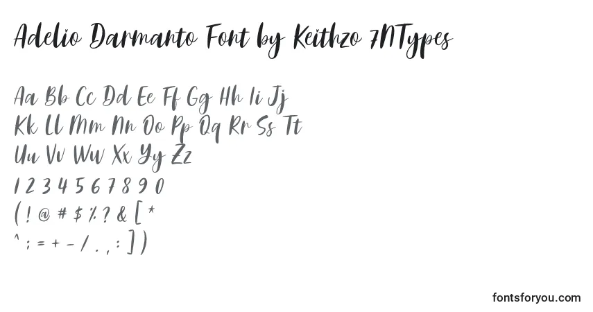 A fonte Adelio Darmanto Font by Keithzo 7NTypes – alfabeto, números, caracteres especiais