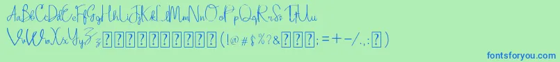Adellina-Schriftart – Blaue Schriften auf grünem Hintergrund