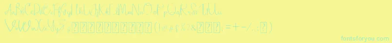 Adellina-Schriftart – Grüne Schriften auf gelbem Hintergrund