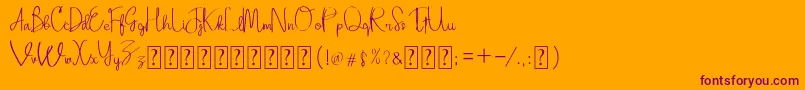 Adellina-Schriftart – Violette Schriften auf orangefarbenem Hintergrund