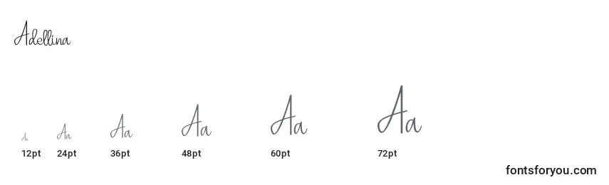 Adellina Font Sizes