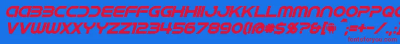 IdroidBoldItalic-Schriftart – Rote Schriften auf blauem Hintergrund