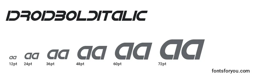 Размеры шрифта IdroidBoldItalic