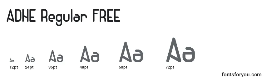 Größen der Schriftart ADHE Regular FREE (118751)