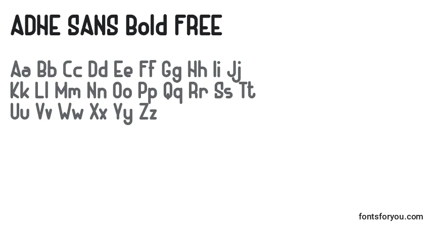 A fonte ADHE SANS Bold FREE – alfabeto, números, caracteres especiais