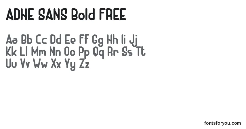 Schriftart ADHE SANS Bold FREE (118753) – Alphabet, Zahlen, spezielle Symbole