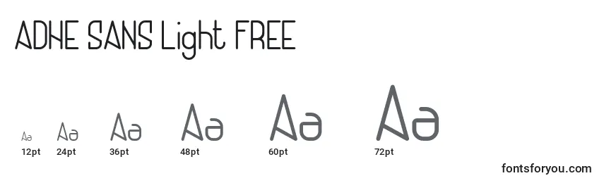 Größen der Schriftart ADHE SANS Light FREE