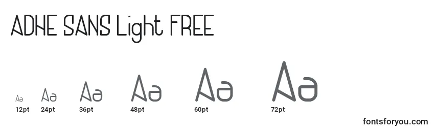 Größen der Schriftart ADHE SANS Light FREE (118755)