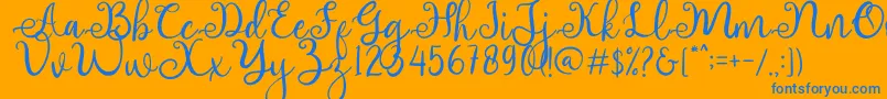 Weitere Informationen zur adhellita-Schriftart adhellita-Schriftart – Blaue Schriften auf orangefarbenem Hintergrund