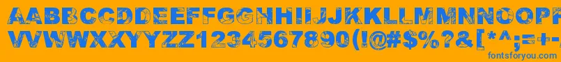 Adieresis, Odieresis  Aring 2-Schriftart – Blaue Schriften auf orangefarbenem Hintergrund